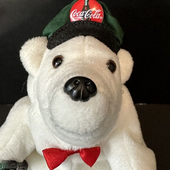 Coca Cola 1997 Bean Bag Polar Bear w/Cap/Bottle/Bow Tie Stuffed Animal Plush VTG - Picture 3 of 12